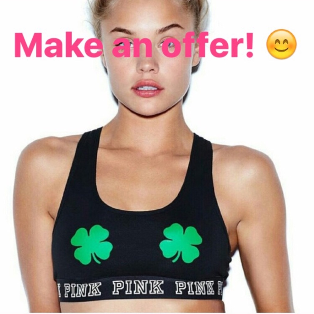 VS PINK Sports Bra Top St Patty's Day Shamrock